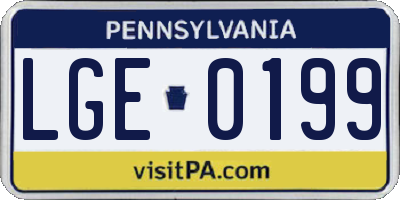 PA license plate LGE0199