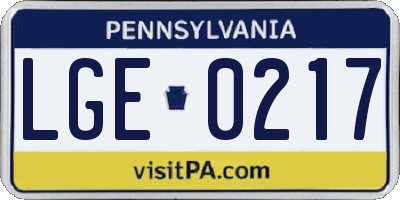 PA license plate LGE0217