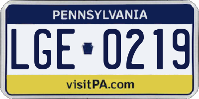 PA license plate LGE0219