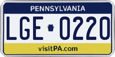 PA license plate LGE0220