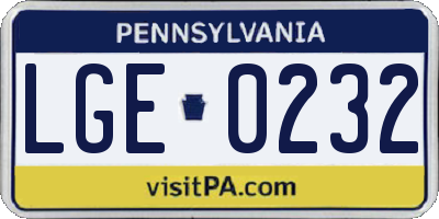 PA license plate LGE0232
