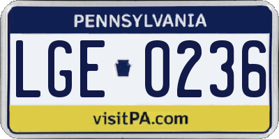 PA license plate LGE0236