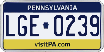 PA license plate LGE0239