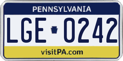 PA license plate LGE0242