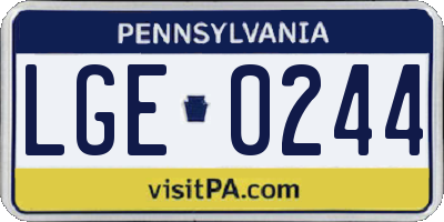 PA license plate LGE0244
