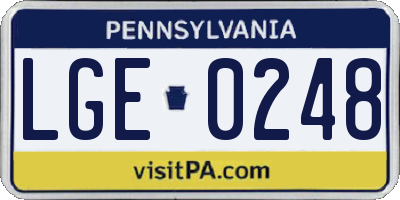 PA license plate LGE0248