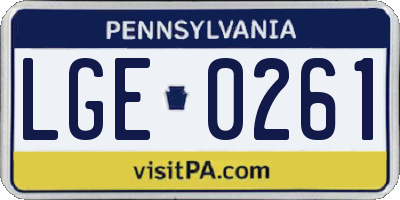 PA license plate LGE0261