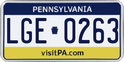 PA license plate LGE0263