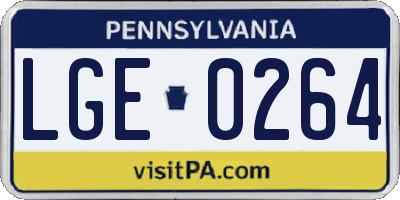 PA license plate LGE0264