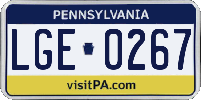 PA license plate LGE0267