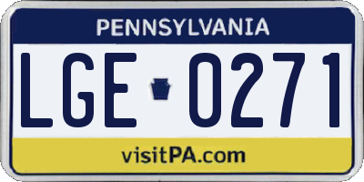 PA license plate LGE0271