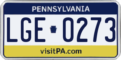 PA license plate LGE0273