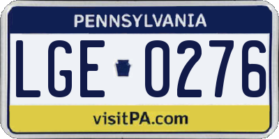 PA license plate LGE0276