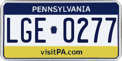 PA license plate LGE0277