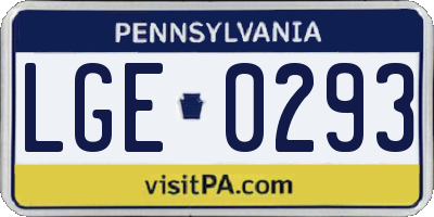 PA license plate LGE0293