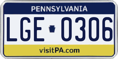 PA license plate LGE0306