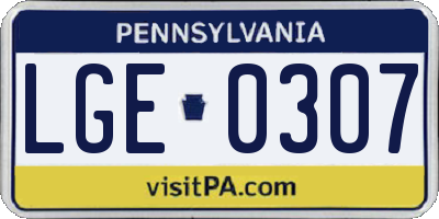 PA license plate LGE0307