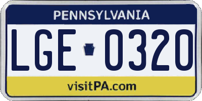 PA license plate LGE0320