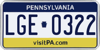PA license plate LGE0322