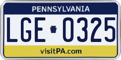 PA license plate LGE0325