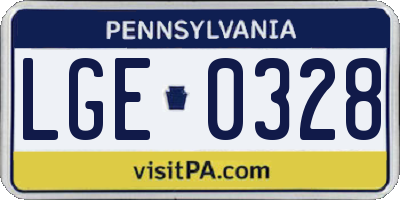 PA license plate LGE0328