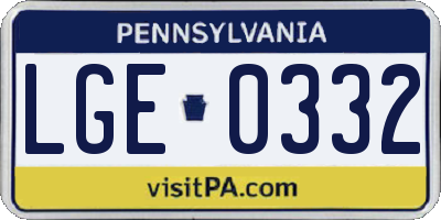 PA license plate LGE0332