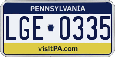 PA license plate LGE0335