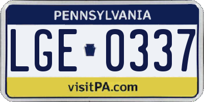 PA license plate LGE0337