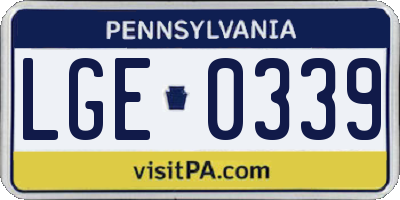 PA license plate LGE0339