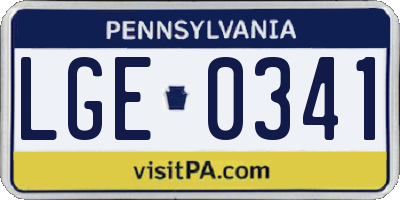 PA license plate LGE0341