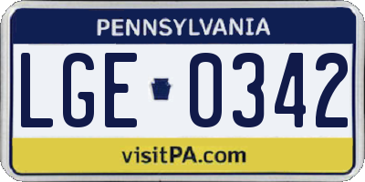 PA license plate LGE0342