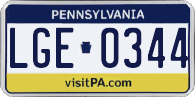 PA license plate LGE0344