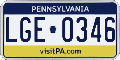 PA license plate LGE0346