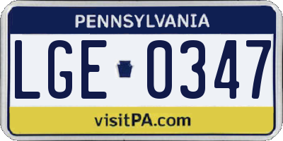 PA license plate LGE0347