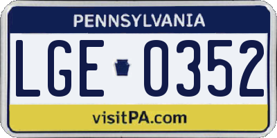 PA license plate LGE0352