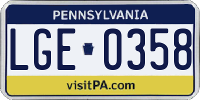 PA license plate LGE0358
