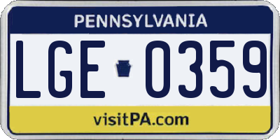 PA license plate LGE0359