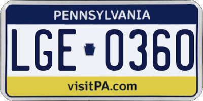 PA license plate LGE0360