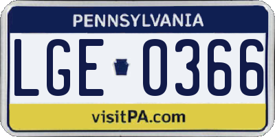 PA license plate LGE0366