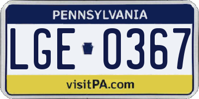 PA license plate LGE0367
