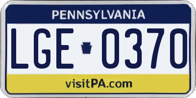 PA license plate LGE0370