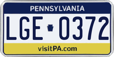 PA license plate LGE0372