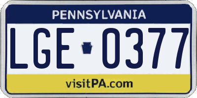 PA license plate LGE0377