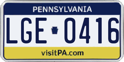 PA license plate LGE0416