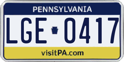 PA license plate LGE0417