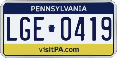 PA license plate LGE0419
