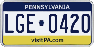 PA license plate LGE0420