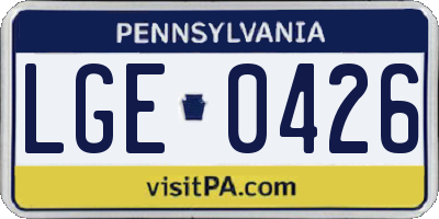 PA license plate LGE0426