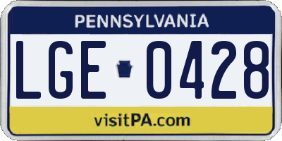 PA license plate LGE0428