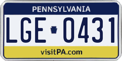PA license plate LGE0431